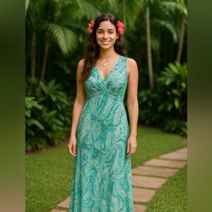 VTG Sheri Martin New York Maxi Dress Baby Doll Y2k Blue Metallic Sheer Sz 10